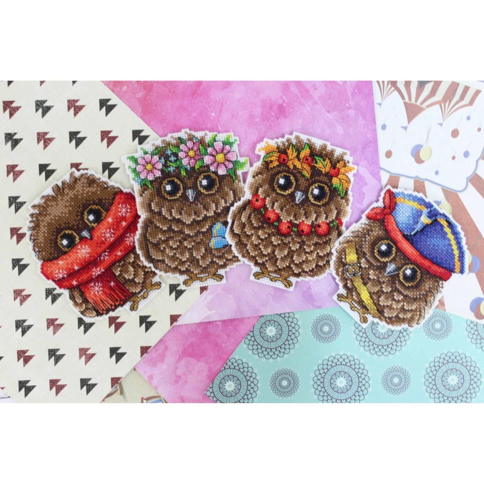 MP Studia Autumn Owl Plastic Canvas Counted Cross Stitch Kit